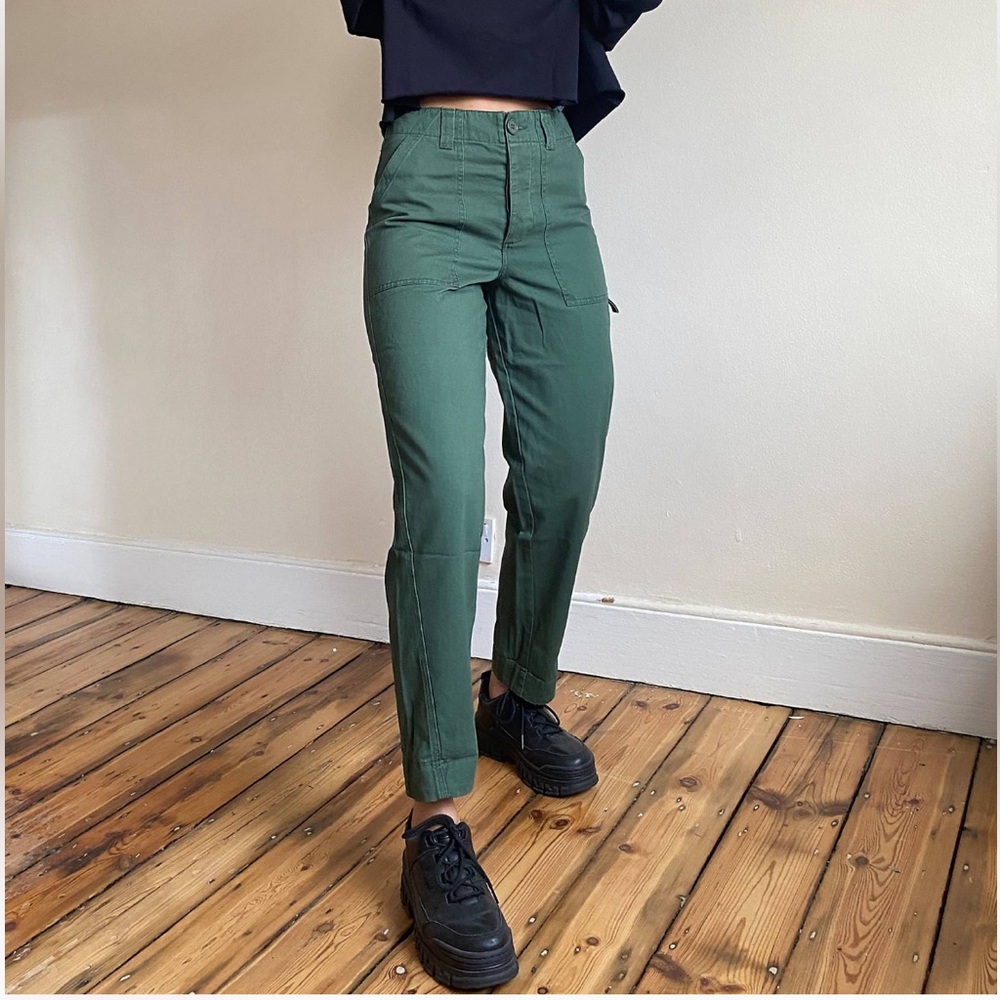 ASOS Green Cargo Pants Relaxed Fit Tapered Leg
